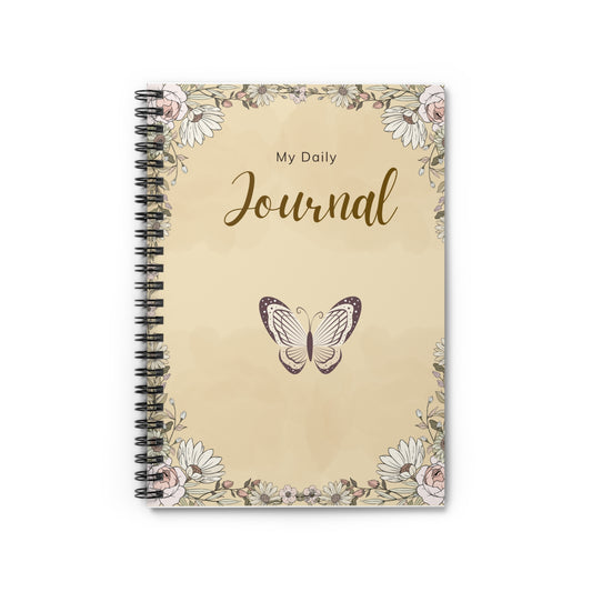 Butterfly Journal - My Daily Journal, Spiral Notebook, Floral Notebook, Gift for