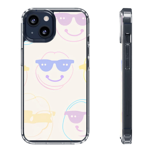 Playful Smile Clear Phone Case, Colorful Protective Cover, Fun Gift for Teens, Summer Vibes Case, Trendy Cell Phone Accessory