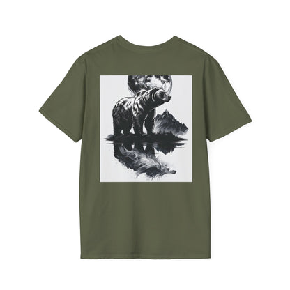 Moonlit Bear Unisex T-Shirt | Nature Lover Gift, Wildlife Tee, Outdoor Adventure Shirt, Graphic Apparel, Eco-Friendly Fashion