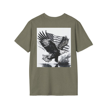 Patriotic Eagle Unisex Softstyle T-Shirt, American Eagle Tee, Fourth of July Shirt, Nature Lover Gift, Casual Vintage Style