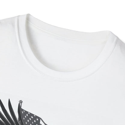 Patriotic Eagle Unisex Softstyle T-Shirt, American Eagle Tee, Fourth of July Shirt, Nature Lover Gift, Casual Vintage Style