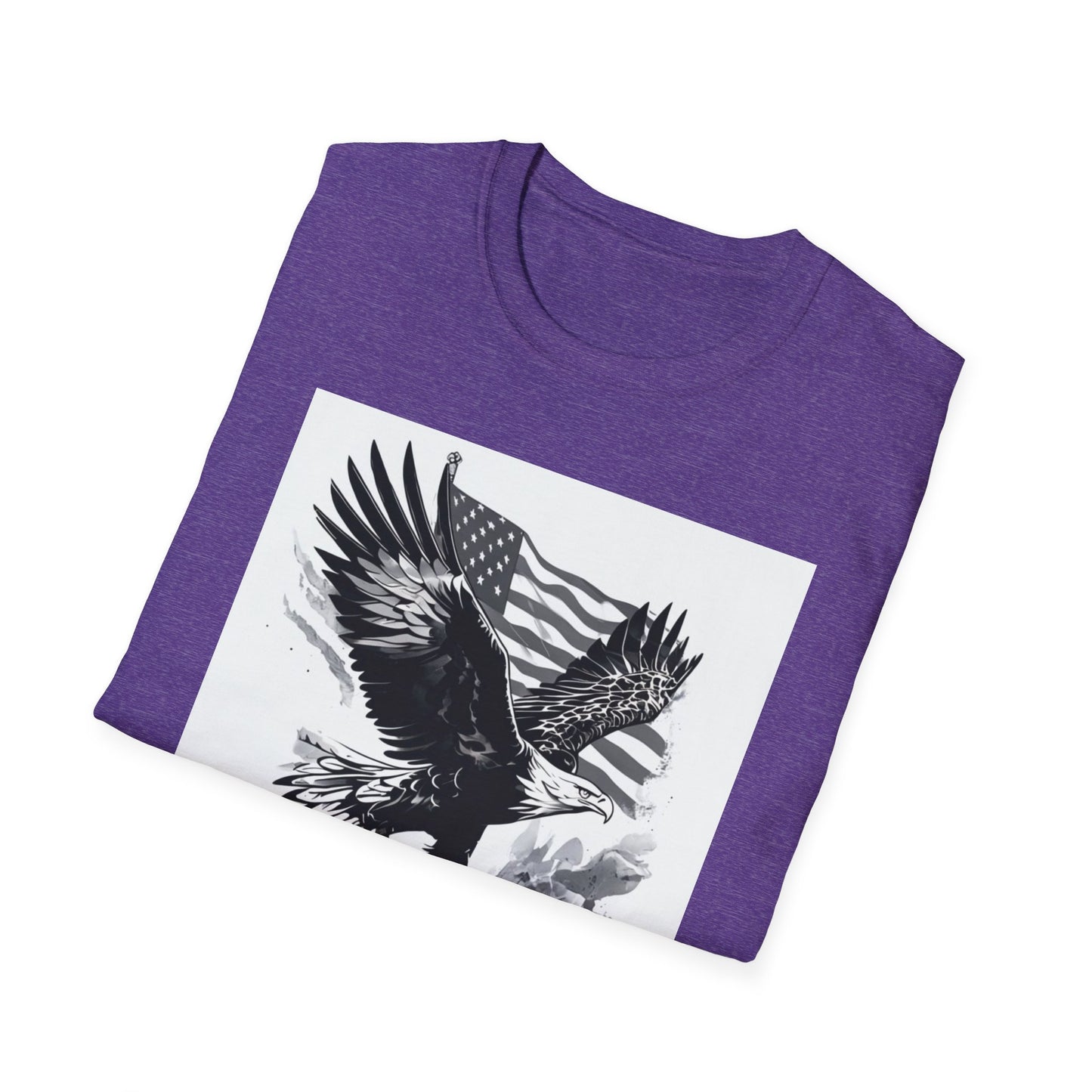 Patriotic Eagle Unisex Softstyle T-Shirt, American Eagle Tee, Fourth of July Shirt, Nature Lover Gift, Casual Vintage Style