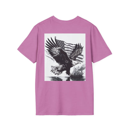 Patriotic Eagle Unisex Softstyle T-Shirt, American Eagle Tee, Fourth of July Shirt, Nature Lover Gift, Casual Vintage Style