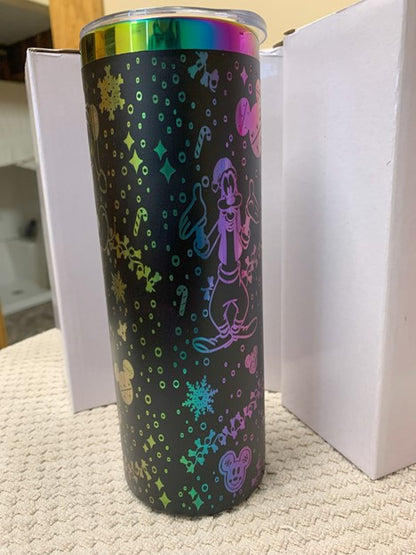 20 Oz Tumbler with Lid and Straw, engraved Christmas pattern