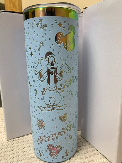 20 Oz Tumbler with Lid and Straw, engraved Christmas pattern