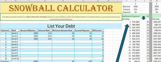 Debt Snowball Calculator – Excel Template (Up to 10 Debts)