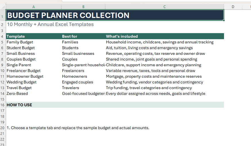 10-in-1 Excel Budget Planner Bundle | Monthly + Annual, With Printable templates included