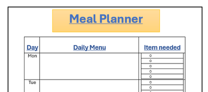 Printable Meal Planner - Print and Use - This is a digital product - Different designs to pick from