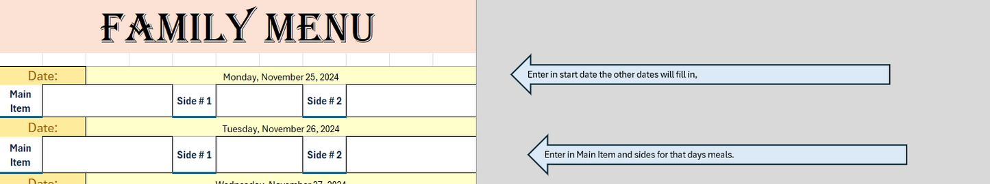 Printable Meal Planner - Print and Use - This is a digital product - Different designs to pick from