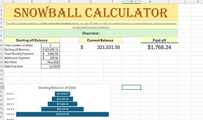 Debt Snowball Calculator – Excel Template (Up to 10 Debts)