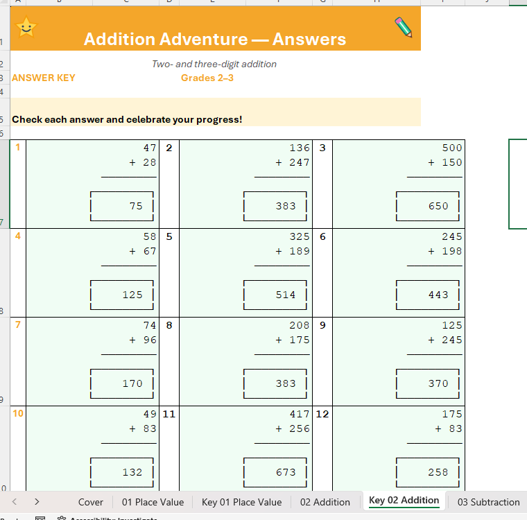 2nd–3rd Grade Math Skills Bundle – Worksheets, Activities & Practice Pack (Digital Download)