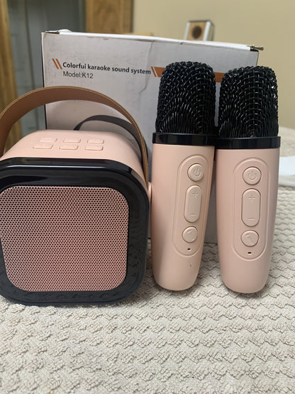 Mini Karaoke System 2 mics included, Blue tooth
