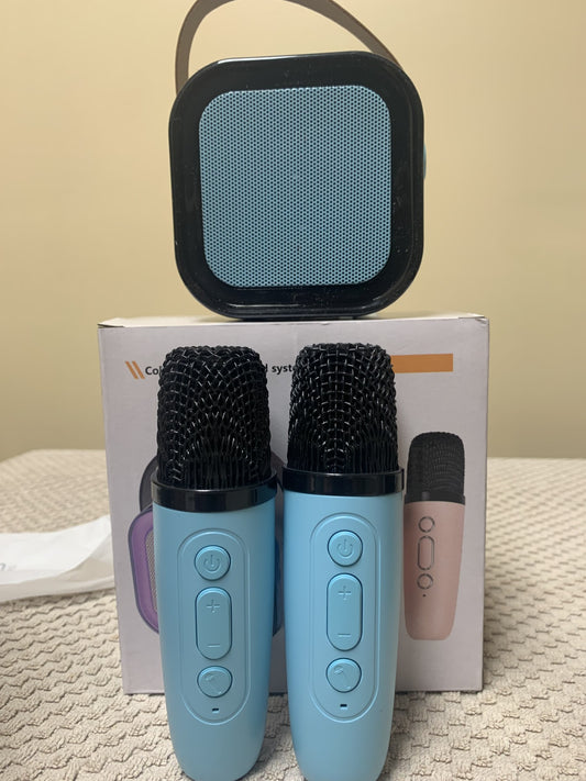Mini Karaoke System 2 mics included, Blue tooth
